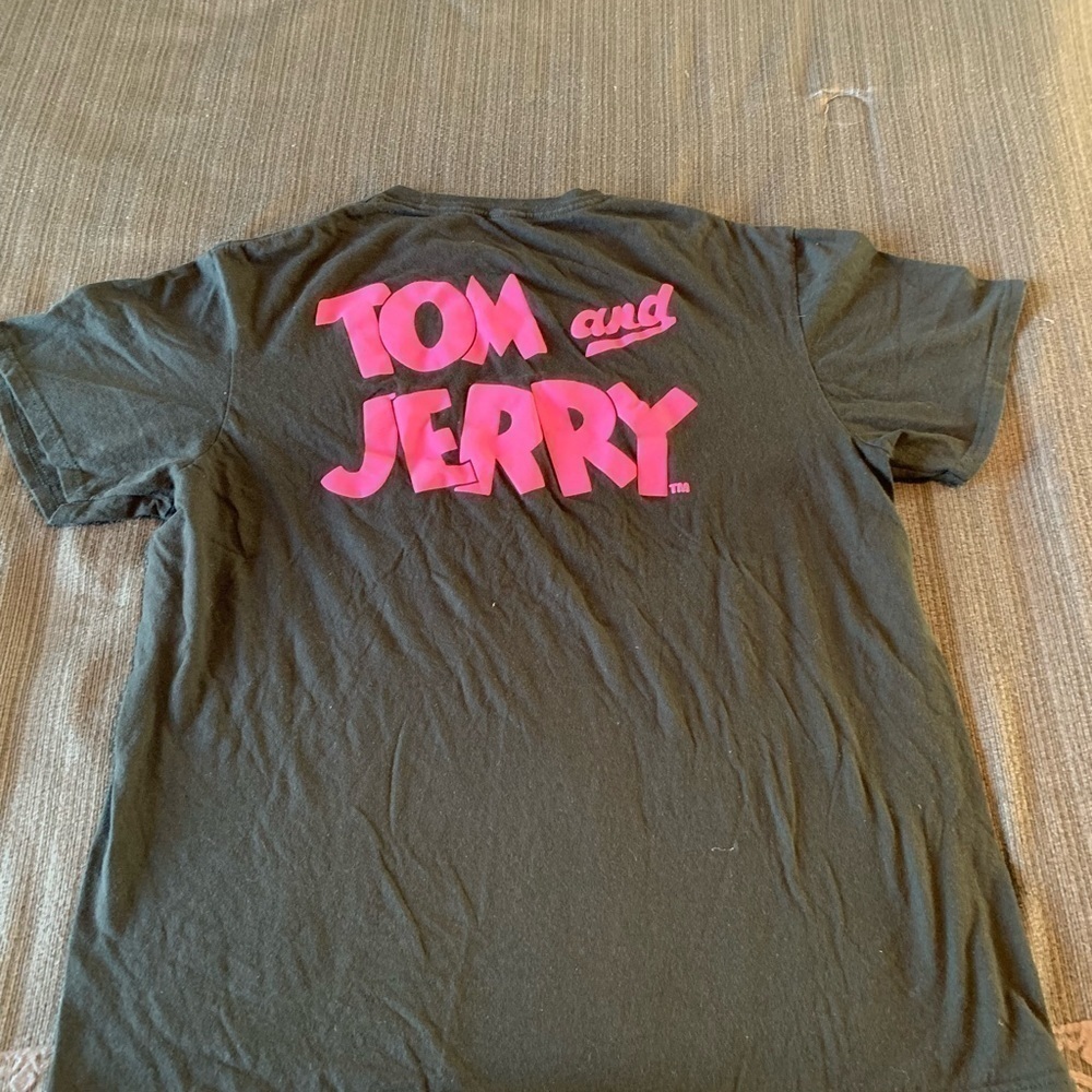 Vintage Disney Tom and Jerry Tee Top T-shirt Black Pink Size L - Picture 6 of 12